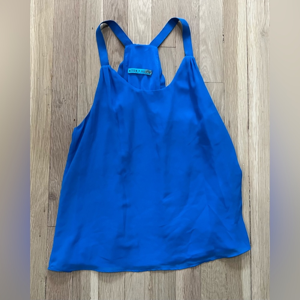 Alice + Olivia Blue Silk Tunic Tank Top XS